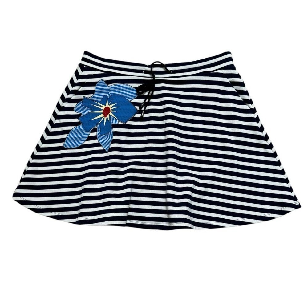 Jil Sander Navy Sz 42 Skirt Blue White Striped Cotton Terry Resortwear Vacation